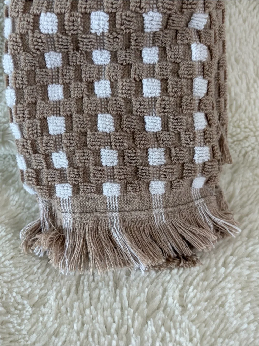 NWT Brooks Brothers Brown and White Waffle Turkish Tip Towels - Set of 2